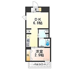 エンゼルプラザ京都太秦 1DKの間取図画像