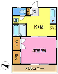 ガーデンリリオ 1DKの間取図画像