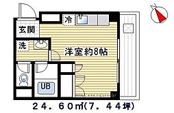 テラッセオク 3階ワンルームの間取り