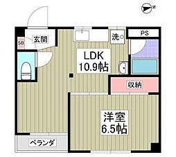 グランドコーポ 1LDKの間取図画像