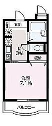ペルル 1Kの間取図画像