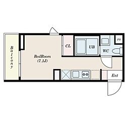 東急池上線 戸越銀座駅 徒歩3分の賃貸マンション 2階ワンルームの間取り