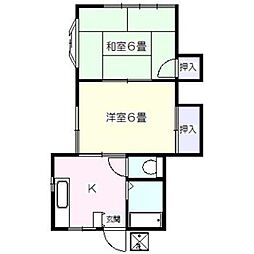コーポカツマタ 2Kの間取図画像