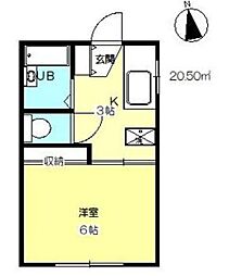 ハビテーションM 1Kの間取図画像