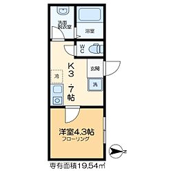 フェリチタ住吉 2階1Kの間取り