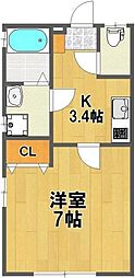 入間テラス 1Kの間取図画像