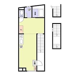 Ｋａｇｕｒａｚａｋａ　Ｔｅｒｒａｃｅ 3階ワンルームの間取り