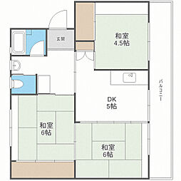ビレッジハウス今宿1棟 3DKの間取図画像