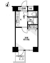 JR山手線 田町駅 徒歩6分の賃貸マンション 4階1Kの間取り
