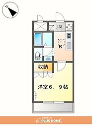 ピアチェーレ 1Kの間取図画像