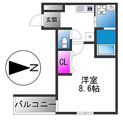 フジパレス今川公園東III番館 1Kの間取図画像