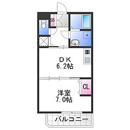 ブリーズ泉ケ丘 1DKの間取図画像