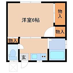 古瀬荘 1Kの間取図画像