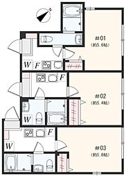 アザーレ・パッシオ矢部A 3階1Kの間取り