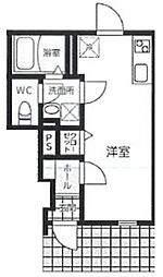 プレシャスコート 1階ワンルームの間取り
