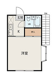 タマハイツ 1Kの間取図画像