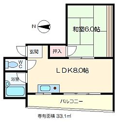 コスモピア 1LDKの間取図画像