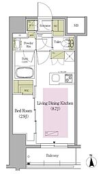 アーバネックス早稲田テラス 9階1LDKの間取り