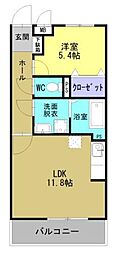 姶良市平松マンション 1LDKの間取図画像