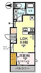 D-RESIDENCE飯能 2階1LDKの間取り
