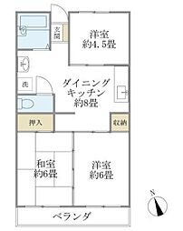 ハウス崔綜 3DKの間取図画像