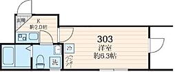 ミレハイムB 1Kの間取図画像