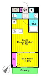 PEARPARK4 1LDKの間取図画像