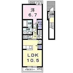 メゾン　ボヌール 2階1LDKの間取り