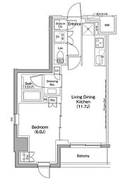 ザ・パークハビオ西大井 1LDKの間取図画像