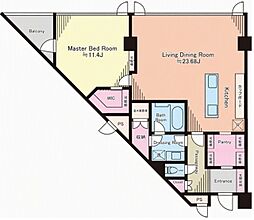 クエストコート原宿 1LDKの間取図画像