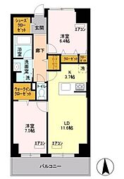 ロイヤルパークスシーサー 1LDKの間取図画像