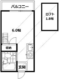 パソム西馬込 3階ワンルームの間取り