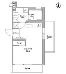 エストフルーヴ 1階ワンルームの間取り