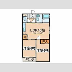 コートウィスタリア 2階2LDKの間取り