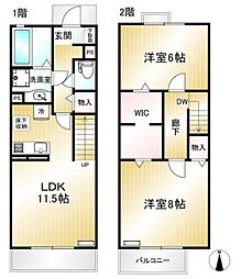 トリオン 1階2LDKの間取り