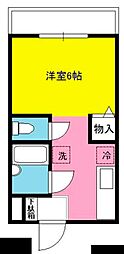 スリーハイツ第一 1Kの間取図画像