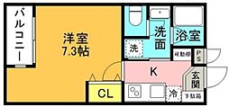 ルナヒルズ 2階1Kの間取り