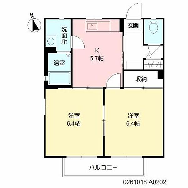 ディアス鷹尾 A0202｜宮崎県都城市鷹尾１丁目(賃貸アパート2K・2階・42.78㎡)の写真 その2