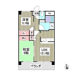 壽ビル 5階2LDKの間取り