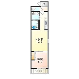 フジパレス住吉長居5番館 1LDKの間取図画像