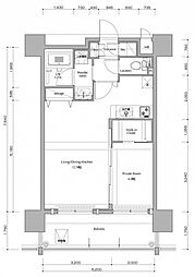 ネストピア博多グランドステージ2 1LDKの間取図画像
