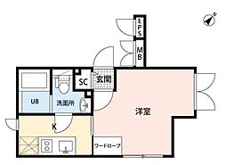 JR京浜東北・根岸線 大井町駅 徒歩8分の賃貸マンション 2階1Kの間取り