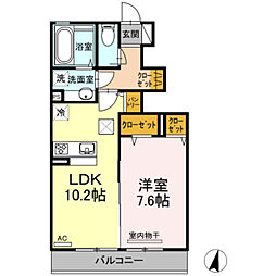 ソレイユ梶山 1LDKの間取図画像