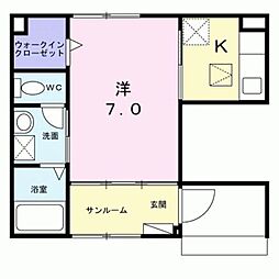 ルピナス等寺院 1Kの間取図画像