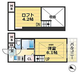 エステムコート三宮EASTポルトマーレ 1Kの間取図画像