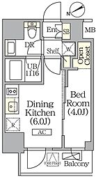 ジオエント町屋 1DKの間取図画像