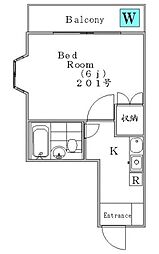 加賀ハイツ 3階1Kの間取り