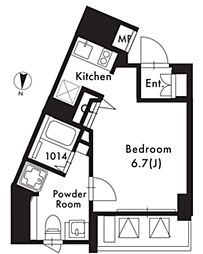 グランパセオ東新宿 4階ワンルームの間取り