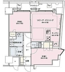 アンビエンテ駒込 8階2LDKの間取り