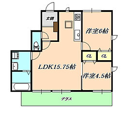 ブリッジハイツ 2LDKの間取図画像